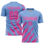 Maillot de football bleu rose personnalisé par sublimation Maillot de football bleu rose personnalisé par sublimation