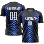 Maillot de football personnalisé à sublimation blanc-noir royal Maillot de football personnalisé à sublimation blanc-noir royal