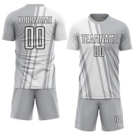 Maillot de football personnalisé à sublimation Lines gris, blanc et noir