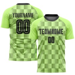Maillot de football personnalisé vert noir fluo, uniforme de sublimation, troisième