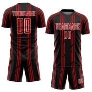 Maillot de football noir à rayures rouges et blanches, sublimation, personnalisé
