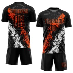 Maillot de football orange et blanc, uniforme personnalisé par sublimation, noir
