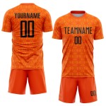 Maillot de football personnalisé à sublimation géométrique orange, uniforme Black-Bay Maillot de football personnalisé à sublimation géométrique orange, uniforme Black-Bay