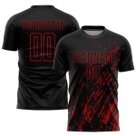 Maillot de football personnalisé à sublimation noire et rouge Maillot de football personnalisé à sublimation noire et rouge