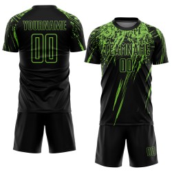Maillot de football personnalisé vert à sublimation noir et néon Maillot de football personnalisé vert à sublimation noir et néon