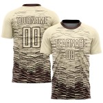 Maillot de football personnalisé marron à sublimation crème Maillot de football personnalisé marron à sublimation crème