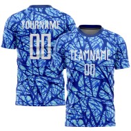 Maillot de football bleu royal personnalisé à sublimation, blanc clair