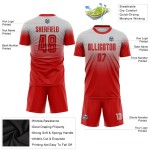 Maillot de football personnalisé rouge uniforme, gris, dégradé par sublimation Maillot de football personnalisé rouge uniforme, gris, dégradé par sublimation
