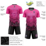 Maillot de football bleu personnalisé par sublimation, noir et rose clair Maillot de football bleu personnalisé par sublimation, noir et rose clair