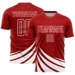Maillot de football personnalisé à sublimation avec formes blanches et rouges Maillot de football personnalisé à sublimation avec formes blanches et rouges