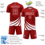 Maillot de football personnalisé à sublimation avec formes blanches et rouges Maillot de football personnalisé à sublimation avec formes blanches et rouges