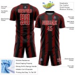 Maillot de football noir à rayures rouges et blanches, sublimation, personnalisé Maillot de football noir à rayures rouges et blanches, sublimation, personnalisé