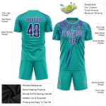 Maillot de football personnalisé à sublimation violet et blanc Aqua Maillot de football personnalisé à sublimation violet et blanc Aqua