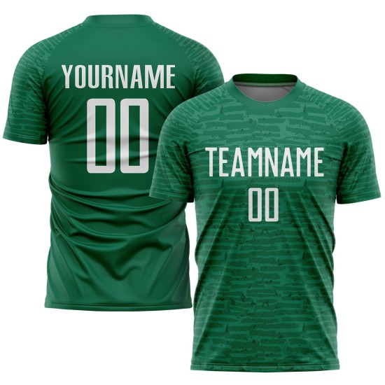 Maillot de football personnalisé Kelly Uniforme Vert Sublimation Blanc