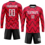 Maillot de football personnalisé par sublimation, uniforme rouge, blanc et noir