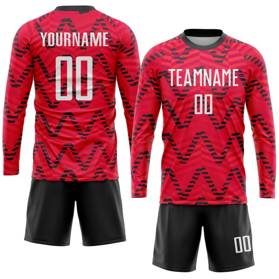 Maillot de football personnalisé par sublimation, uniforme rouge, blanc et noir