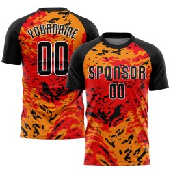 Maillot de football rouge, noir et or, sublimation, uniforme personnalisé