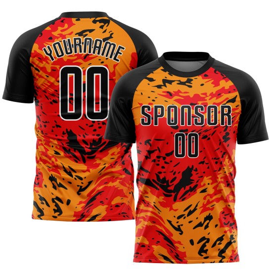Maillot de football rouge, noir et or, sublimation, uniforme personnalisé Maillot de football rouge, noir et or, sublimation, uniforme personnalisé