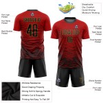 Maillot de football rouge personnalisé à sublimation noire et ancienne