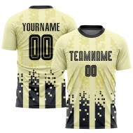 Maillot de football noir personnalisé à sublimation, uniforme domicile, crème
