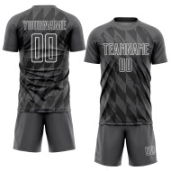 Maillot de football gris uniforme à motifs géométriques, personnalisé, sublimation, blanc, acier