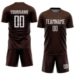 Maillot de football personnalisé marron, sublimation blanche