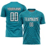 Maillot de football personnalisé par sublimation, uniforme blanc-noir, bleu sarcelle
