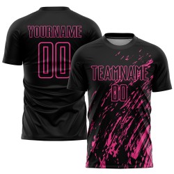 Maillot de football rose et noir personnalisé par sublimation