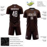 Maillot de football personnalisé marron, sublimation blanche Maillot de football personnalisé marron, sublimation blanche