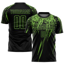 Maillot de football personnalisé vert à sublimation noir et néon