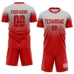 Maillot de football personnalisé rouge uniforme, gris, dégradé par sublimation Maillot de football personnalisé rouge uniforme, gris, dégradé par sublimation