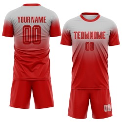Maillot de football personnalisé rouge uniforme, gris, dégradé par sublimation
