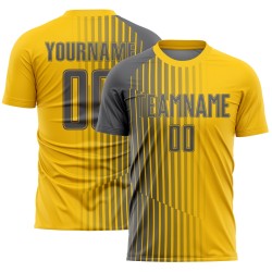 Maillot de football personnalisé avec lignes en acier jaune et gris, sublimation