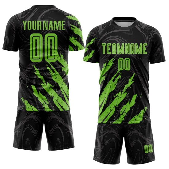 Maillot de football à sublimation noir, vert fluo personnalisé Maillot de football à sublimation noir, vert fluo personnalisé