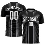 Maillot de football personnalisé par sublimation, noir, blanc et gris Maillot de football personnalisé par sublimation, noir, blanc et gris