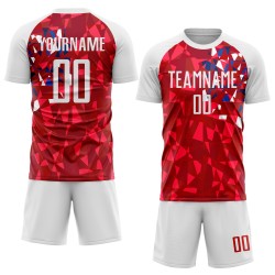Maillot de football rouge personnalisé, maillot blanc, sublimation