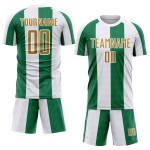 Maillot de football personnalisé vert, doré et blanc, sublimé, Kelly Maillot de football personnalisé vert, doré et blanc, sublimé, Kelly