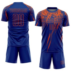 Maillot de football personnalisé par sublimation, uniforme royal orange Maillot de football personnalisé par sublimation, uniforme royal orange