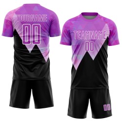 Maillot de football à motif géométrique uniforme noir et blanc, personnalisé par sublimation, violet