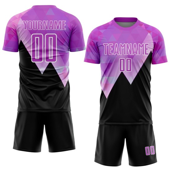 Maillot de football à motif géométrique uniforme noir et blanc, personnalisé par sublimation, violet Maillot de football à motif géométrique uniforme noir et blanc, personnalisé par sublimation, violet