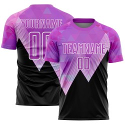 Maillot de football à motif géométrique uniforme noir et blanc, personnalisé par sublimation, violet