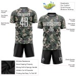 Maillot de football camouflage uniforme personnalisé pour saluer le service, blanc et noir, sublimation Maillot de football camouflage uniforme personnalisé pour saluer le service, blanc et noir, sublimation