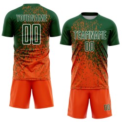 Maillot de football Art Fragment Vert Uniforme Sublimation Personnalisé Orange-Blanc Abstrait