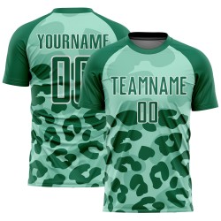 Maillot de football Pea vert-blanc personnalisé Kelly Uniform Animal Sublimation Green Print