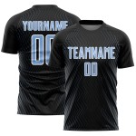 Maillot de football à lignes sublimées, uniforme, noir clair, motif géométrique personnalisé, bleu et blanc Maillot de football à lignes sublimées, uniforme, noir clair, motif géométrique personnalisé, bleu et blanc