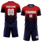 Maillot de football personnalisé à sublimation rouge, blanc et bleu marine Maillot de football personnalisé à sublimation rouge, blanc et bleu marine