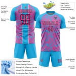 Maillot de football personnalisé Sky bleu fluide abstrait rose-noir sublimation Maillot de football personnalisé Sky bleu fluide abstrait rose-noir sublimation
