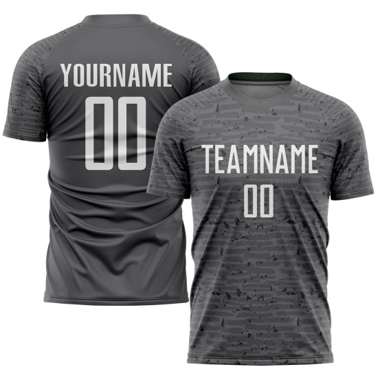 Maillot de football personnalisé en acier gris et blanc par sublimation Maillot de football personnalisé en acier gris et blanc par sublimation
