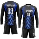 Maillot de football personnalisé à sublimation blanc-noir royal Maillot de football personnalisé à sublimation blanc-noir royal