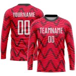 Maillot de football personnalisé par sublimation, uniforme rouge, blanc et noir